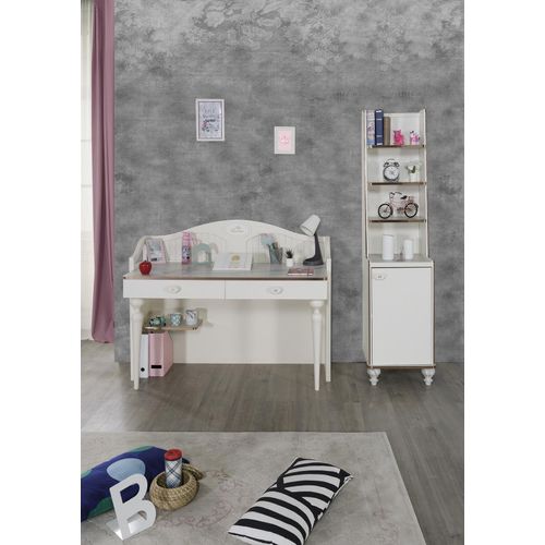 Schreibtisch Kinderzimmer Bücherregal 2tlg. Set Holz Regal Möbel Weiß