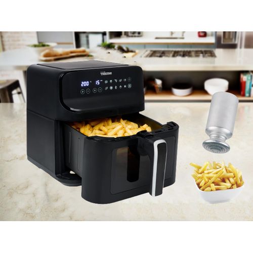 XXL 6,2L Heißluftfritteuse ohne Öl Korb mit Sichtfenster, 1,5kg Pommes Fritöse