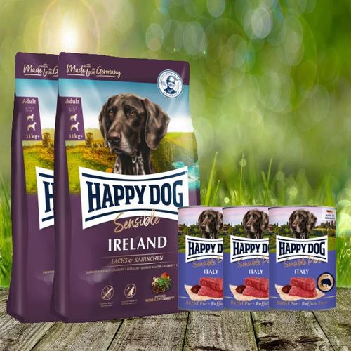 Happy Dog Supreme Sensible Ireland 2 x 12,5 kg + Happy Dog Sensible Pure Italy 3 x 400 g