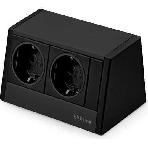 EVOline® R-Dock Aluminium SCHWARZ mit 2 x VDE Steckdosen / Steckdoseneinheit / Steckdosen