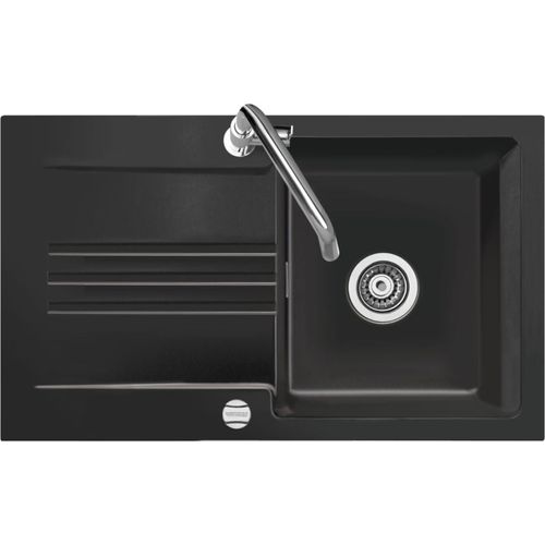 Auflagespüle KeraDomo KARA 85 in Nero mit Excenterbedienung
