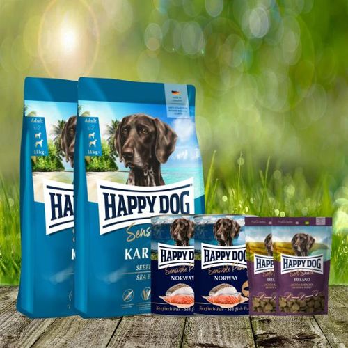 Happy Dog Sensible Karibik 2 x 11 kg + Happy Dog Soft Snack Ireland 2 x 100 g + Happy Dog Sensible Pure Norway 2 + 400 g