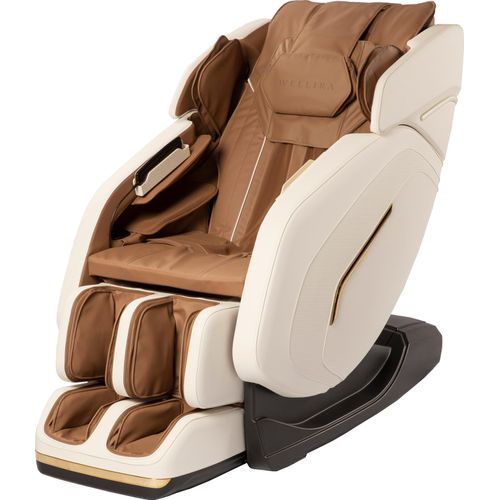 WELLIRA Massagesessel CIGNO Zero-Gravity Massagestuhl für Zuhause und Büro mit Wärmefunktion, Timerfunktion, inkl. Lautsprecher, Luftduckmassage, braun/weiß