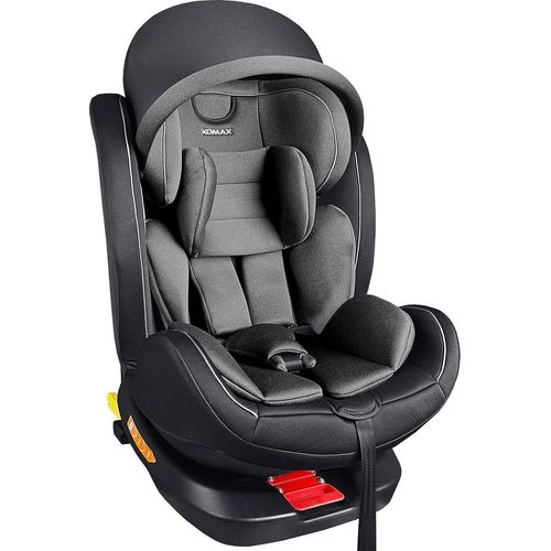 Kindersitz drehbar 360° mit ISOFIX und Liegefunktion mitwachsend I 0-36 kg, 0-12 Jahre, Gruppe 0/1/2/3 I 5-Punkt-Gurt und 3-Punkt-Gurt I Bezug abnehmbar, waschbar I ECE i-Size 129R,Farbe:Schwarz/Grau
