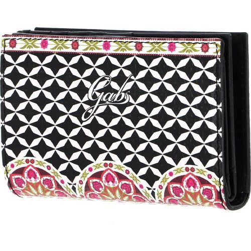 Gabs Leder Geldbörse GMONEY14 Wallpaper Ruga Black Wallet Optical + Fiori mehrfarbig