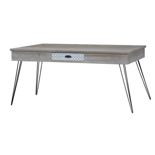 Loana Massivholz Esstisch Paulownia Braun mit Verzierungen