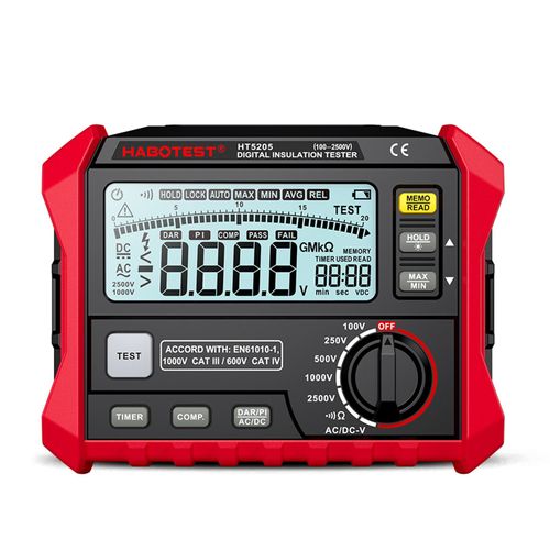 HABOTEST Isolationswiderstandstester Elektrischer Megger Isolationswiderstandstester Digitales hochpraezises Widerstandsmessgeraet