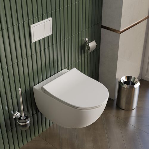 Wandtoilette Keramik Weiß Vista | WC Spülrandlos Softclose Toilettensitz Bidet