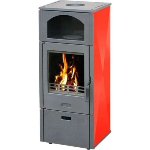 Plamen Laguna Kaminofen rot 8 kW mit Herdplatte – Holzofen aus Guss
