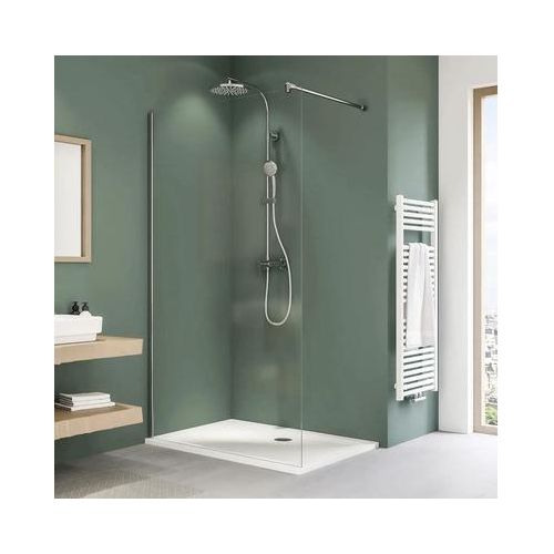 Walk In mit BREUER Entra 120 cm Profil schwarz Glasdekor Grau Reversibel