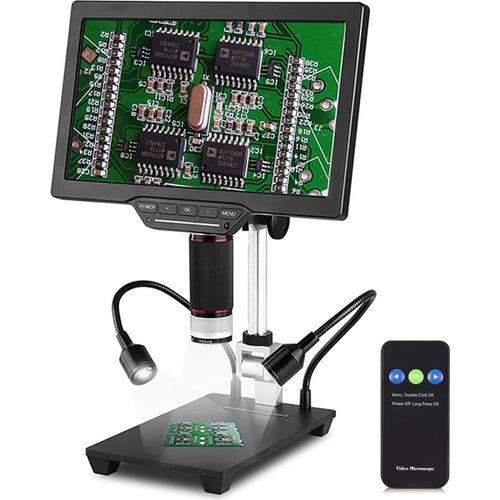 10,1-Zoll-LCD-USB-Digitalmikroskop 1080P Muenzmikroskop 1-1600X 16MP Touch-Steuerung Leichtigkeit mit Fernbedienung fuer die Beobachtung von Pflanzeninsekten Bestes Geschenk fuer Kinder