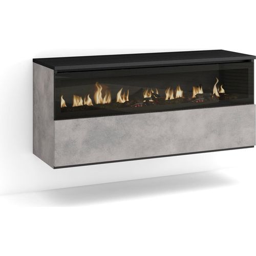 Elektrokamin LED, 102x35x45cm, 1 Öffnung, 1 Tür, Elektrokamin. Hängend, Zementgrau