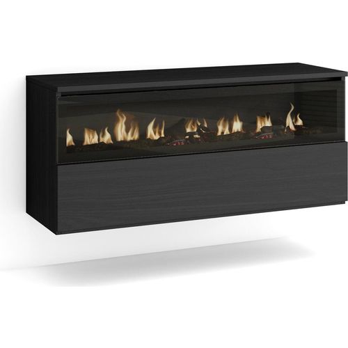 Elektrokamin LED, 102x35x45cm, 1 Öffnung, 1 Tür, Elektrokamin. Hängend, Schwarz