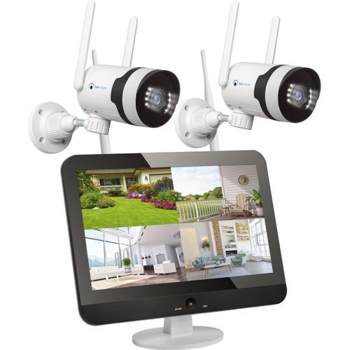 LUVISION Dual WLAN PTZ Überwachungssystem mit Monitor 5MP, Mikrofon, Sirene, Nachtsicht, KI Bewegungsverfolgung