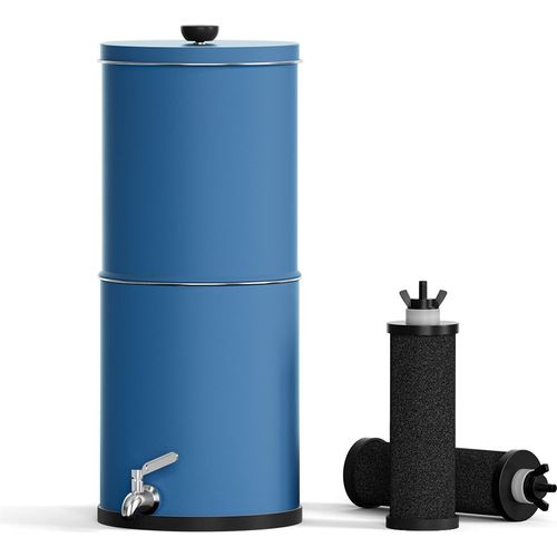 Wasserfiltrationsmaschine, 2,25 Gallonen Schwerkraft-Wasserfiltrationssystem, Wasserreiniger aus Edelstahl, blau, ohne Ständer