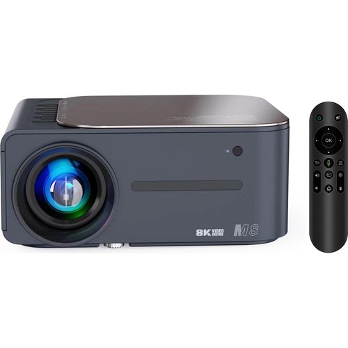 Projektor 8K HDR Ultra Clear 2,4G + 5G WiFi BT5.0 Keystone-Korrektur Tragbarer Projektor Android 9 80-Zoll-Grossbildschirm AI Intelligente Sprachsteuerung fuer Buero-Heimkino-Telefon