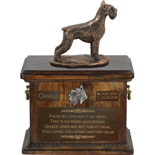 Schnauzer I - Eine Urne für die Asche eines Hundes, eine Urne mit einer Statue, eine personalisierte Hundeurne von der Marke Art-Dog.