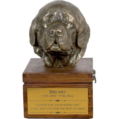 Neufundländer, Newfoundland - Eine Ascheurne für Hunde mit einer Statuette, eine kleine Urne für Hunde, eine personalisierte Urne mit dem Porträt eines Hundes von der Marke Art-Dog.