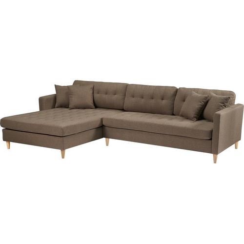 Marino Deluxe Chaiselongsofa rechts oder links gewendet mit Kissen Stoff braun.