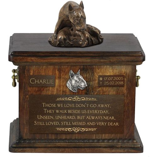 Bull Terrier VIII - Eine Urne für die Asche eines Hundes, eine Urne mit einer Statue, eine personalisierte Hundeurne von der Marke Art-Dog.