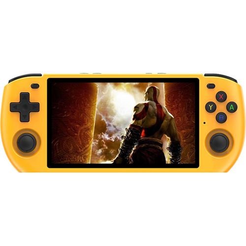 powkiddy RGB10 max3 Handheld-Spielekonsole, tragbare Spielekonsole, 5,0-Zoll-Bildschirm, 1280 x 720 Auflösung, 16 GB + 128 GB, Gelb