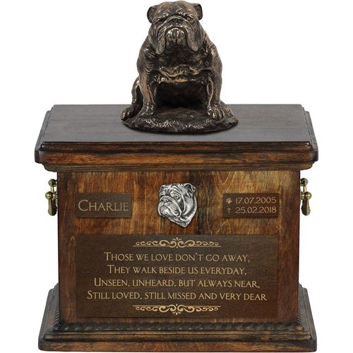 Bulldogge V - Eine Urne für die Asche eines Hundes, eine Urne mit einer Statue, eine personalisierte Hundeurne von der Marke Art-Dog.