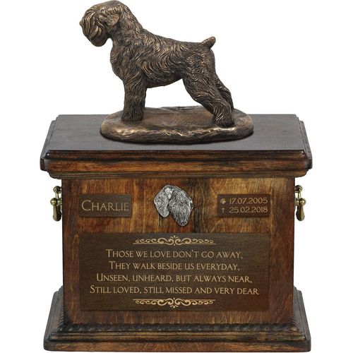Russischer Schwarzer Terrier, Russkiy Tchiorny Terrier - Eine Urne für die Asche eines Hundes, eine Urne mit einer Statue, eine personalisierte Hundeurne von der Marke Art-Dog.