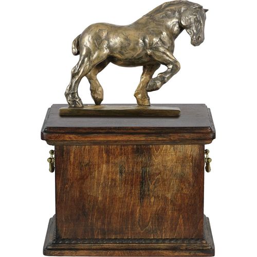 Belgisches Pferd - Eine Urne für die Asche eines Pferdes, eine Urne mit einer Statue, eine elegante Urne mit einem Pferd von der Marke Art-Dog.