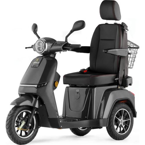 Veleco Turris - mit verstellbarem Kapitänssitz, intuitiv zu bedienender Mobilitätsscooter, komplett montierte Behindertenhilfe (Grau)
