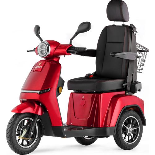 Veleco Turris - mit verstellbarem Kapitänssitz, intuitiv zu bedienender Mobilitätsscooter, komplett montierte Behindertenhilfe (Rot)