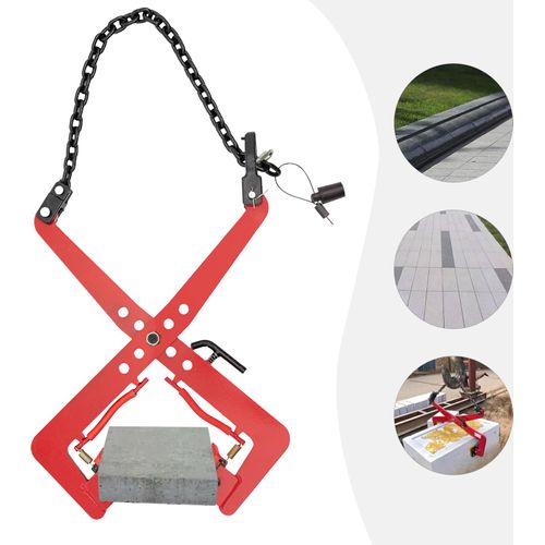 Bordsteinzange hebezange Versetzzange Bordsteinträger Steinzange, Verstellbare Öffnung 30-51cm, 350kg, Rot