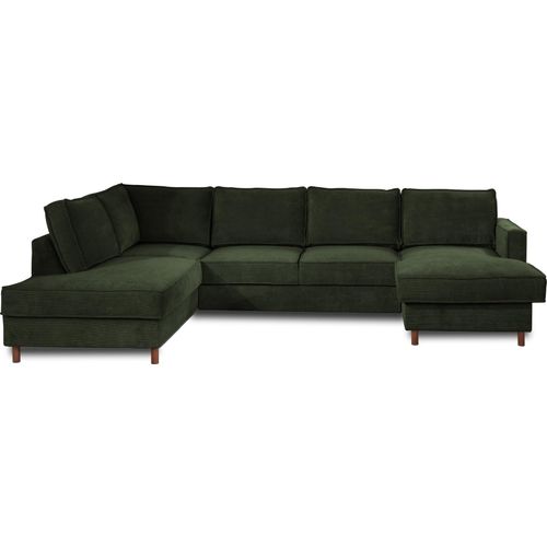 Best Mobilier Jake, Ecksofa, Grün, 7 Sitz(e), Jake, Samt, Holz