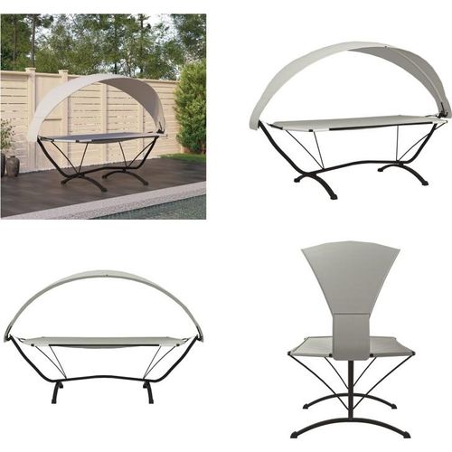 vidaXL Outdoor Loungebett mit Dach Creme Stahl und Oxford Stoff - Loungebett - Loungebetten - Lounge Bett - Outdoor Bett