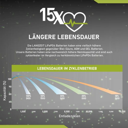 Langzeit LiFePO4 Batterie 100Ah 12V
