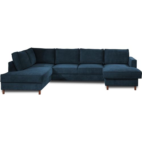 Best Mobilier Jake, Ecksofa, Blau, 7 Sitz(e), Jake, Samt, Holz