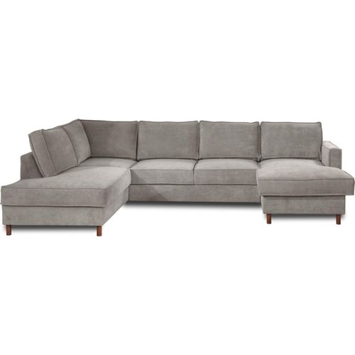 Best Mobilier Jake, Ecksofa, Grau, 7 Sitz(e), Jake, Samt, Holz