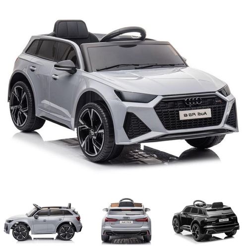 ES-Toys Kinder Elektrofahrzeug Audi RS6 lizenziert Kunstledersitz EVA-Reifen MP3 grau
