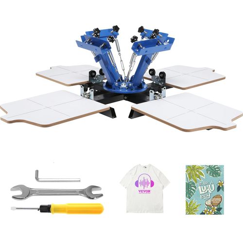 VEVOR 4 Stationen 4 Farben Siebdruckmaschine Siebdruck T-Shirt Textildruck DIY