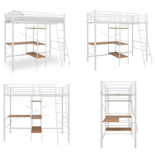 vidaXL Etagenbett mit Tischrahmen Weiß Metall 90x200 cm - Etagenbett - Etagenbetten - Hochbett - Hochbetten