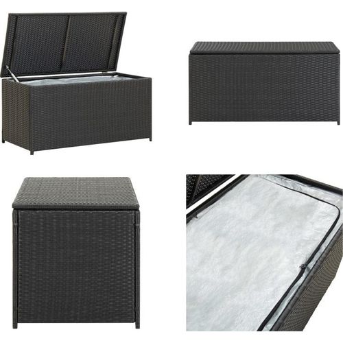 vidaXL Gartenbox Poly Rattan 100x50x50 cm Schwarz - Outdoor Aufbewahrungsbox - Outdoor Aufbewahrungsboxen - Aufbewahrungskiste - Aufbewahrungskisten