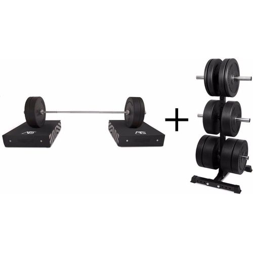 Fitness Krafttraining Abwurfblöcke Gewichtsscheiben Ständer & Trainingsstange