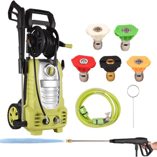 Elektrischer Hochdruckreiniger 2000 W 2393 max. PSI Hochdruck-Hochdruckreiniger mit 5 Duesen / 33 Fuss Schlauch / 16,4 Fuss Netzkabel, ideal fuer Haeuser/Autos/Einfahrten/Terrassen/Bodenreinigung