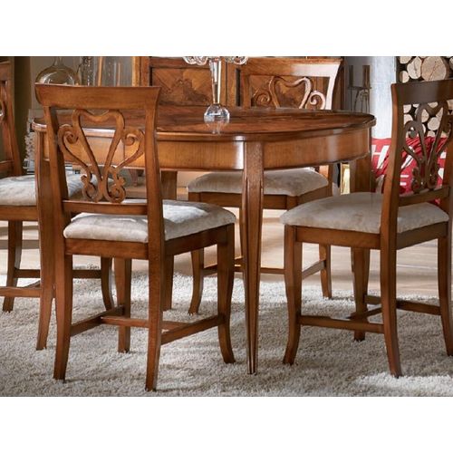 Casa Padrino Luxus Biedermeier Massivholz Esstisch Braun Intarsien - Ovaler ausziehbarer Esszimmertisch - Biedermeier Esszimmer Möbel - Luxus Qualität - Italy