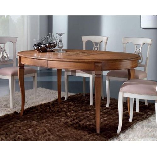 Casa Padrino Luxus Biedermeier Esstisch Braun Intarsien - Ovaler ausziehbarer Massivholz Esszimmertisch - Biedermeier Esszimmer Möbel - Luxus Qualität - Italy