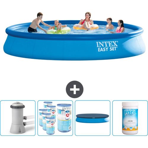 Intex runder aufblasbarer Easy Set-Schwimmpool – 457 x 84 cm – Blau – inklusive Pumpe Filter - Abdeckung - Chlor