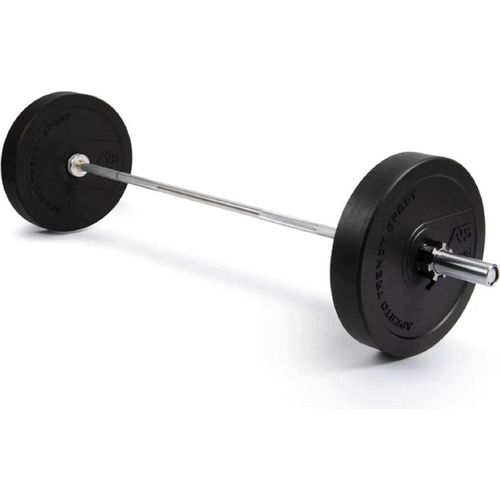 Fitness Training Gewichtsstange 2,2m + Gummi Gewichtsscheiben (2x 5kg - 25kg)