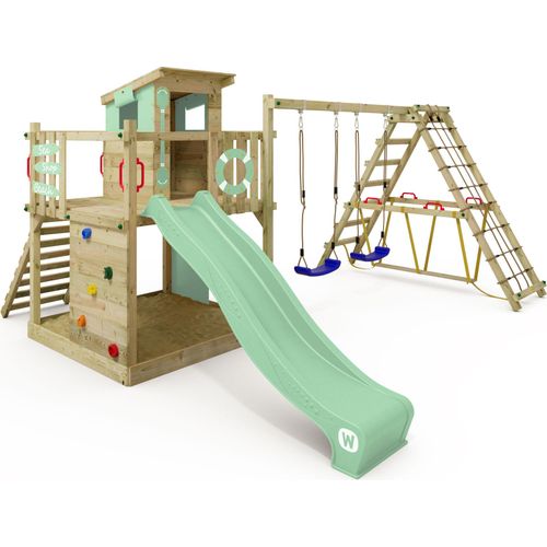 Kletterturm Wickey Smart Surf mit Rutsche und Kletteranbau in Hellgrün