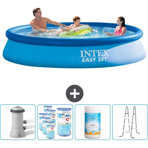 Intex runder aufblasbarer Easy Set-Schwimmpool – 366 x 76 cm – Blau – inklusive Pumpe Filter - Chlor - Leiter