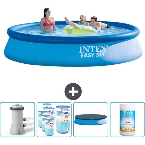 Intex runder aufblasbarer Easy Set-Schwimmpool – 396 x 84 cm – Blau – inklusive Pumpe Filter - Abdeckung - Chlor