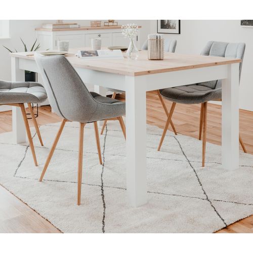 Esstisch Vestland weiß und Eiche Artisan ausziehbar 160 - 215 cm, bis 8 Personen